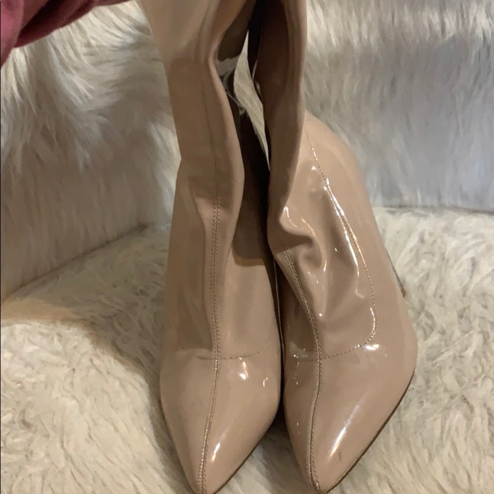 Nude heeled booties